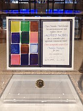 The certificate of the Nobel Peace Prize