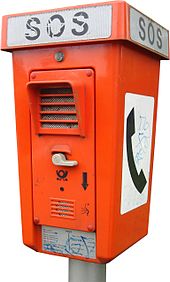 Close-up of an emergency call column