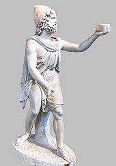 Odysseus hands the Cyclops Polyphemus a bowl of strong wine