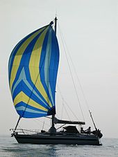 Sailing yacht under spinnaker