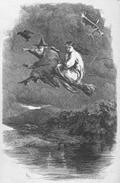 Illustrazione tratta dal romanzo di William Harrison Ainsworth Le streghe del Lancashire, pubblicato nel 1848. Volare era contro le leggi della natura, e così impossibile secondo la demonologia di re Giacomo.