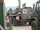Protection sign on a TPz Fuchs during KFOR