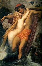 Frederic Leightonin "Kalastaja ja Syren", noin 1856-1858.  