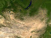 Moğolistan'ın bir NASA uydu fotoğrafı