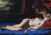 Venus and Cupid (Sleeping Venus) (1625—1630), a rare painting by a female artist, Artemisia Gentileschi