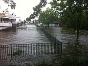Überschwemmung in Greenwich, Connecticut, verursacht durch Hurrikan Irene