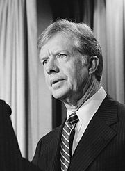 Carter under en pressekonference om gidselkrisen i Iran, september 1980