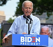 Biden en su primer acto de campaña presidencial en Filadelfia, Pensilvania, en mayo de 2019  