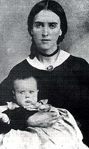 Josefa Carson, istri Carson yang ketiga, terakhir, dan paling dicintai. Dia menggendong putra Carson