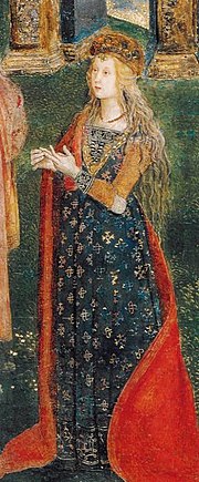 Lucrecia dans le rôle de Sainte Catherine d'Alexandrie dans une fresque de Pinturicchio, dans les appartements Borgia au Vatican c. 1494