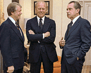 Carter med de tidligere præsidenter Richard Nixon og Gerald Ford, januar 1978