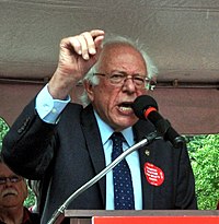Sanders num comício de trabalho no Parque Takoma, Maryland, Julho de 2018