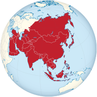 Lage Asiens auf einer Weltkarte
