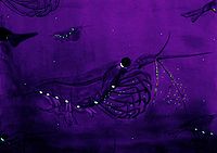 Konstnärlig återgivning av bioluminescerande Antarktisk krill