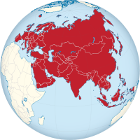 Lage Eurasiens auf einer Weltkarte