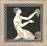 Nižinskij ve filmu L'Aprés Midi d'un Faune: kresba Barbiera, 1913.