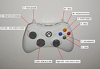 Ein Xbox 360-Controller mit der Steuerung des Spiels wies darauf hin