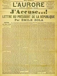 Emile Zola zveřejnil slavný dopis J'Accuse, v němž si stěžoval, že francouzská vláda byla k Alfredu Dreyfusovi velmi nespravedlivá.