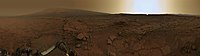Il cielo di Marte al tramonto, come immaginato dal rover Curiosity (febbraio 2013; Sole simulato dall'artista)