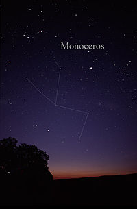 La costellazione di Monoceros come può essere vista ad occhio nudo.