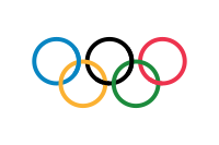 De vlag van de internationale Olympische beweging