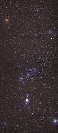 Stjernebilledet Orion med Orion-næbelen (nederst i midten)