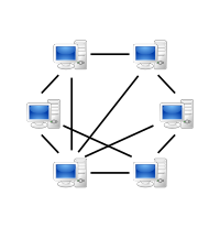 Een peer-to-peer gebaseerd netwerk.