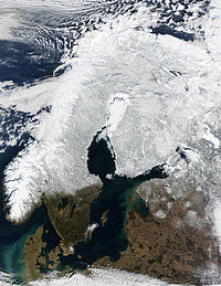 Skandinaavia satelliidifoto, veebruar 2003