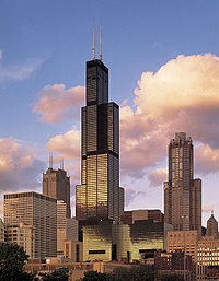 De Willis Tower, Chicago, een andere beroemde wolkenkrabber.