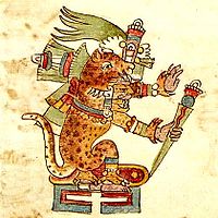 Tezcatlipoca on kuvattu Riosin koodeksissa Jaguaarin muodossa - tässä muodossa häntä kutsuttiin Tepeyollotliksi.