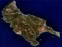 Zakynthos vanaf de satelliet