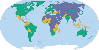 Această hartă prezintă rezultatele sondajului Freedom House Freedom in the World 2016. Sondajul raportează cât de multă libertate au avut țările. Doar pentru că țările au aceeași culoare nu înseamnă că sunt exact la fel.   Liber (86) Parțial liber (59) Nu este liber (50)  