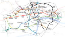 Placeringerne af bombeangrebene på et kort over Londons centrale metrostation  