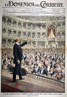Achille Beltrame: Gabriele D'Annunzio speaks against "Giolittism" in 1915