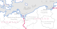Today's administrative units that bear the name component Pomerania: In Germany Mecklenburg-Vorpommern, in Poland the West Pomeranian Voivodeship, the Kujawsko-Pomeranian Voivodeship and the Pomeranian Voivodeship.