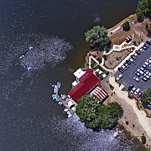 Daylesford Boathouse set fra luften.