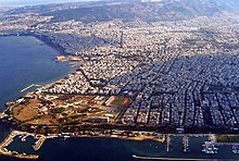 Aerial view of the eastern districts of Thessaloniki and Kalamaria