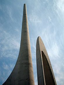 Obélisques du Monument de la langue à Paarl, Cap-Occidental, Afrique du Sud.
