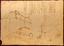Leonardo da Vinci studerede fuglenes flugt og forsøgte at lave en flyvemaskine baseret på sine opdagelser.  