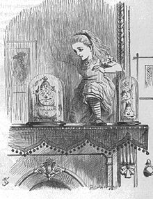 Alica se povzpne v svet z ogledalom. Ilustracija John Tenniel, 1871