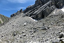 Scree field at the Plattsteig, north slope of the Gatterlköpfe