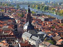 View from the castle to the old town of Heidelberg