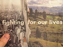 English-language slogan in an anarcho-primitivist magazine portraying modern civilization as dangerous.