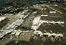 Luftfoto af den indenlandske side af lufthavnen  