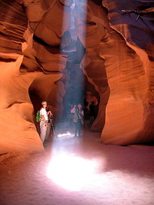 Saulės šviesa Antilopės kanjone, Arizona.