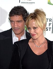 Griffith con Antonio Banderas en el estreno de Shrek Forever After (2010)  