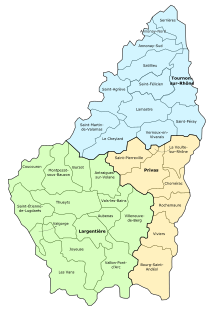 Largentière'i ringkond rohelisega, Privas pruuniga, Tournon-sur-Rhône sinisega.