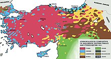 Ethnological map 1910, the Ottoman Greeks in blue