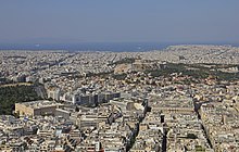 Athens agglomeration, in the background the Saronic Gulf