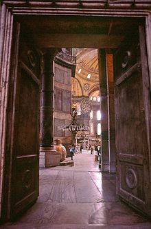View from one of the side aisles into the northwest conch of the main nave